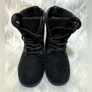 Rocawear Black Combat Moto Boots Lace-Up Design